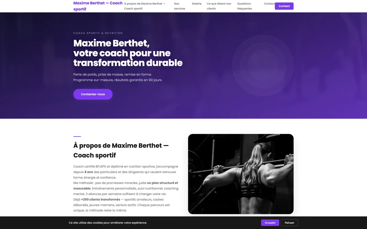 Aperçu du site Maxime Berthet — Coach sportif