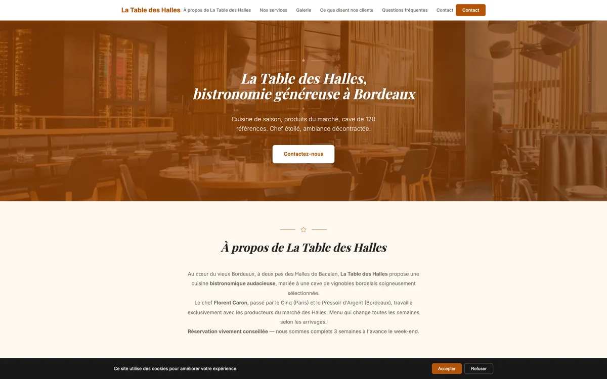Aperçu du site La Table des Halles