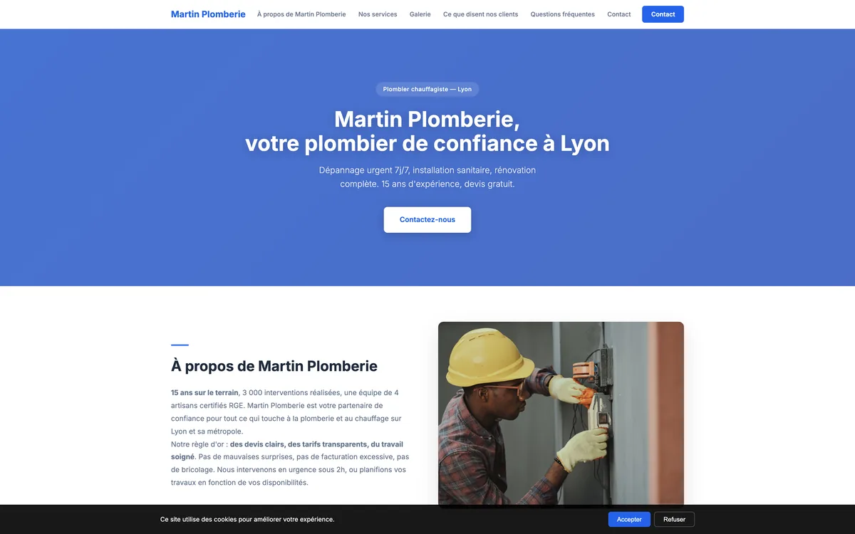 Aperçu du site Martin Plomberie